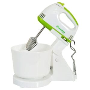 Mixer cu bol, 7 viteze, 250W, 2 carlige cromate, 2 teluri, design ergonomic, Alb/Verde, New Generation by Oferte Shop