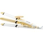 Placa de par 3 in 1, din ceramica ,de indreptat , ondulat si creponat, temperatura reglabila, cablu rotativ 2M, 230 C,Alb/Auriu, New Generation by Oferte Shop