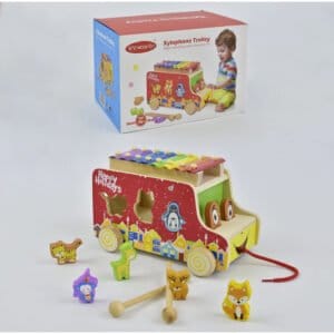 Jucarie din lemn , trenuletul educativ xilofon , puzzle colorat , Oferte Shop