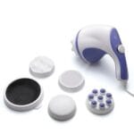 Aparat masaj, relaxare si tonifiere muschi, alb-albastru, 21cm, 220V, accesorii incluse, New Generation by Oferte Shop