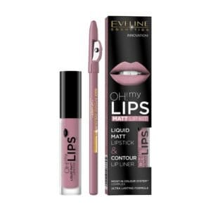 Set ruj lichid mat si creion contur Eveline Oh! My Lips 03 Rose Nude, Oferte Shop