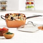 Copper Chef Original - Tigaie Patrata Adanca Multifunctionala, Antiaderenta, Acoperita Cu Ceramica De Calitate, Set 4 Piese